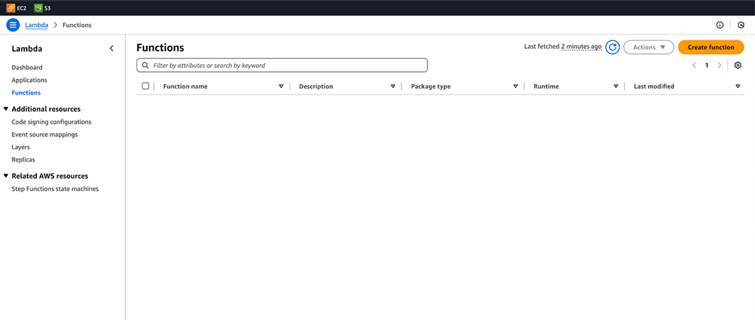 Open the Lambda Console