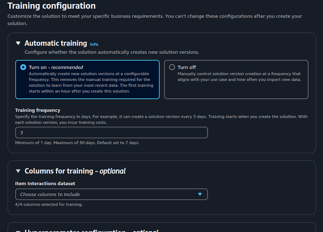 Training Configurations
