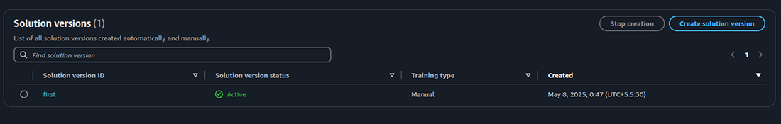 Solution Version Created