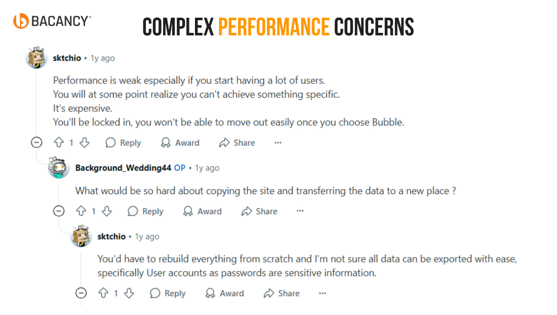 Complex Performance Concerns of No-Code Tools for App Development