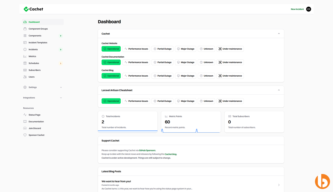 Cachet- Status Page System
