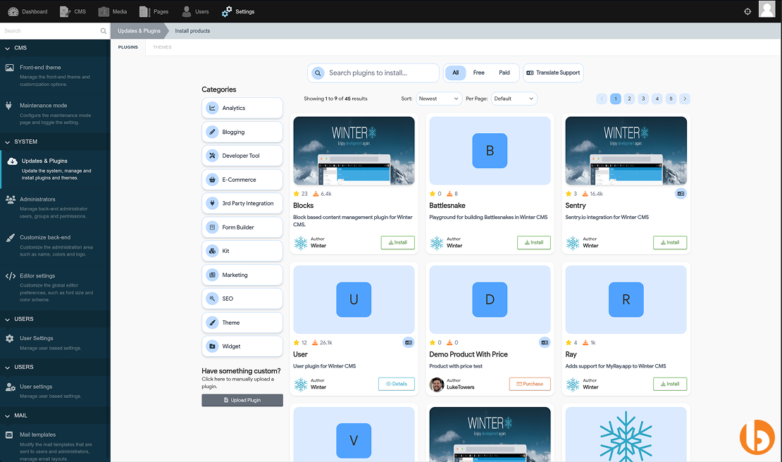 Winter CMS- API-Ready CMS