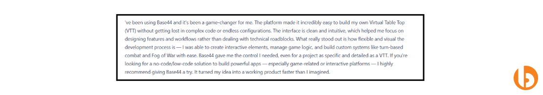 Users praise Base44 as a game-changer for fast MVP creation, especially for small teams and solo developers.