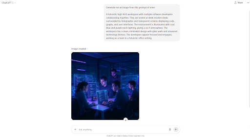 ChatGPT's response to the image generation task