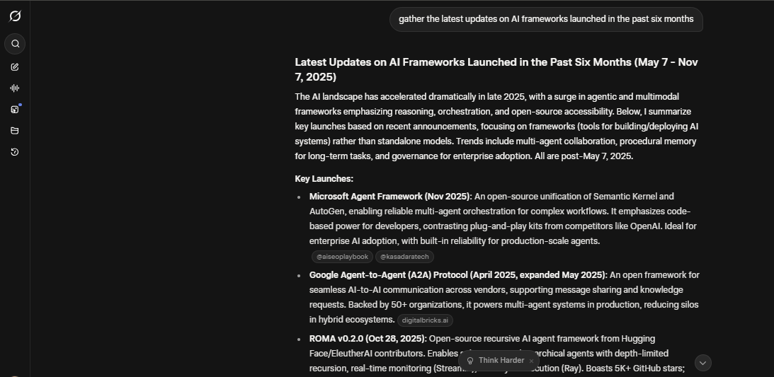 Grok's response to the real-time information search task