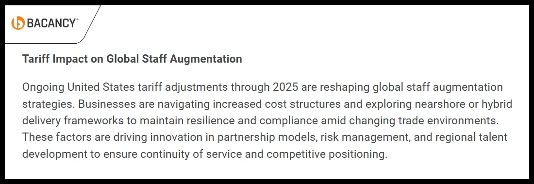 tariff impact on global staff augmentation