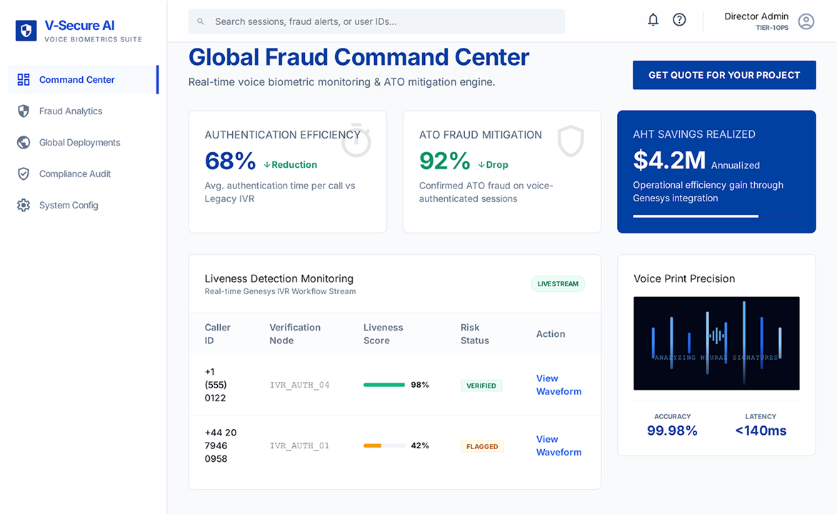 Voice Biometric Authentication for a Tier-1 Banking Contact Center